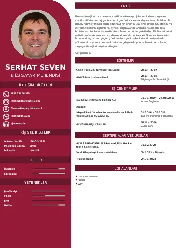 Bilgisayar Mühendisi CV Örnekleri cv indir